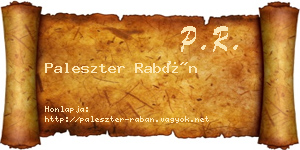 Paleszter Rabán névjegykártya